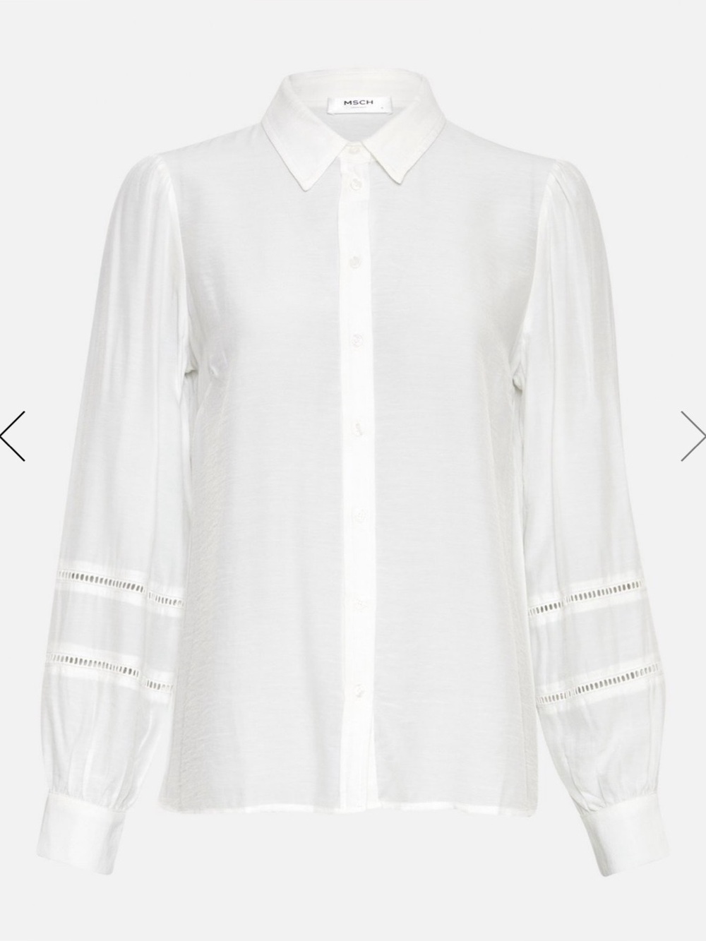 MSCH Copenhagen Ellene Melody Embroidered Long Sleeve Shirt White US 8 NWOT